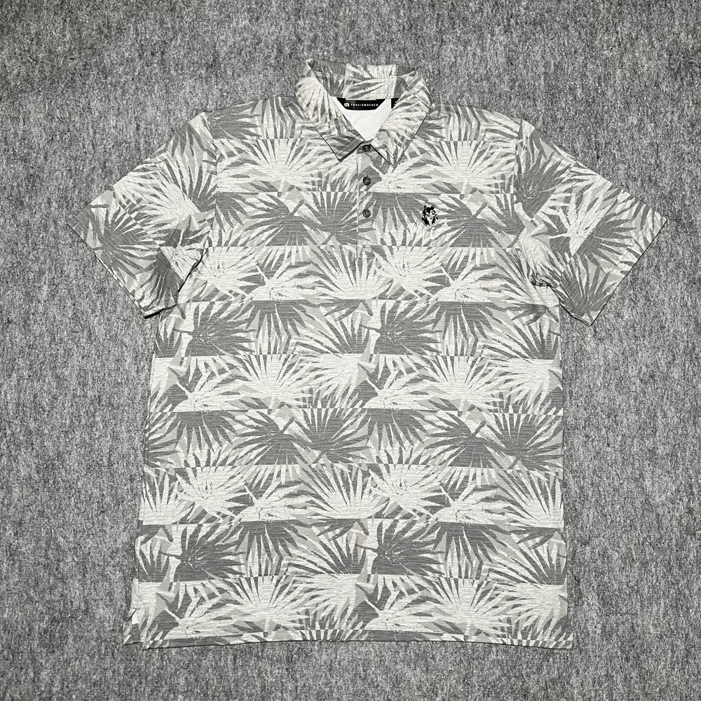Travis Mathew Polo Shirt Men XL Gray Palm Tree Golf Wolf Creek Resort Top